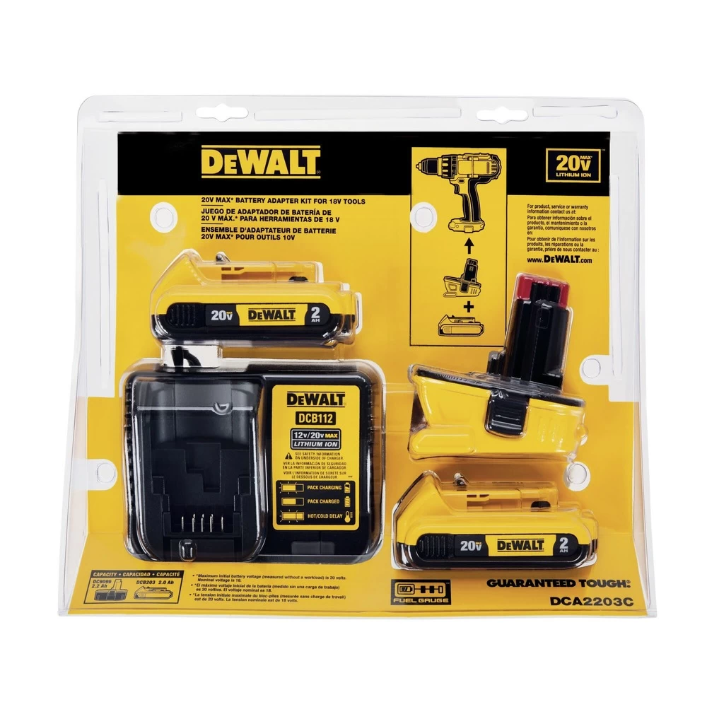 Dewalt 20V MAX Lithium-Ion Battery/Charger/Adapter Kit For 18V Cordless Tools With 2 Batteries (2 Ah) - DCA2203C 10 Dewalt 20V MAX Lithium-Ion Battery/Charger/Adapter Kit For 18V Cordless Tools With 2 Batteries (2 Ah) - DCA2203C - Image 8