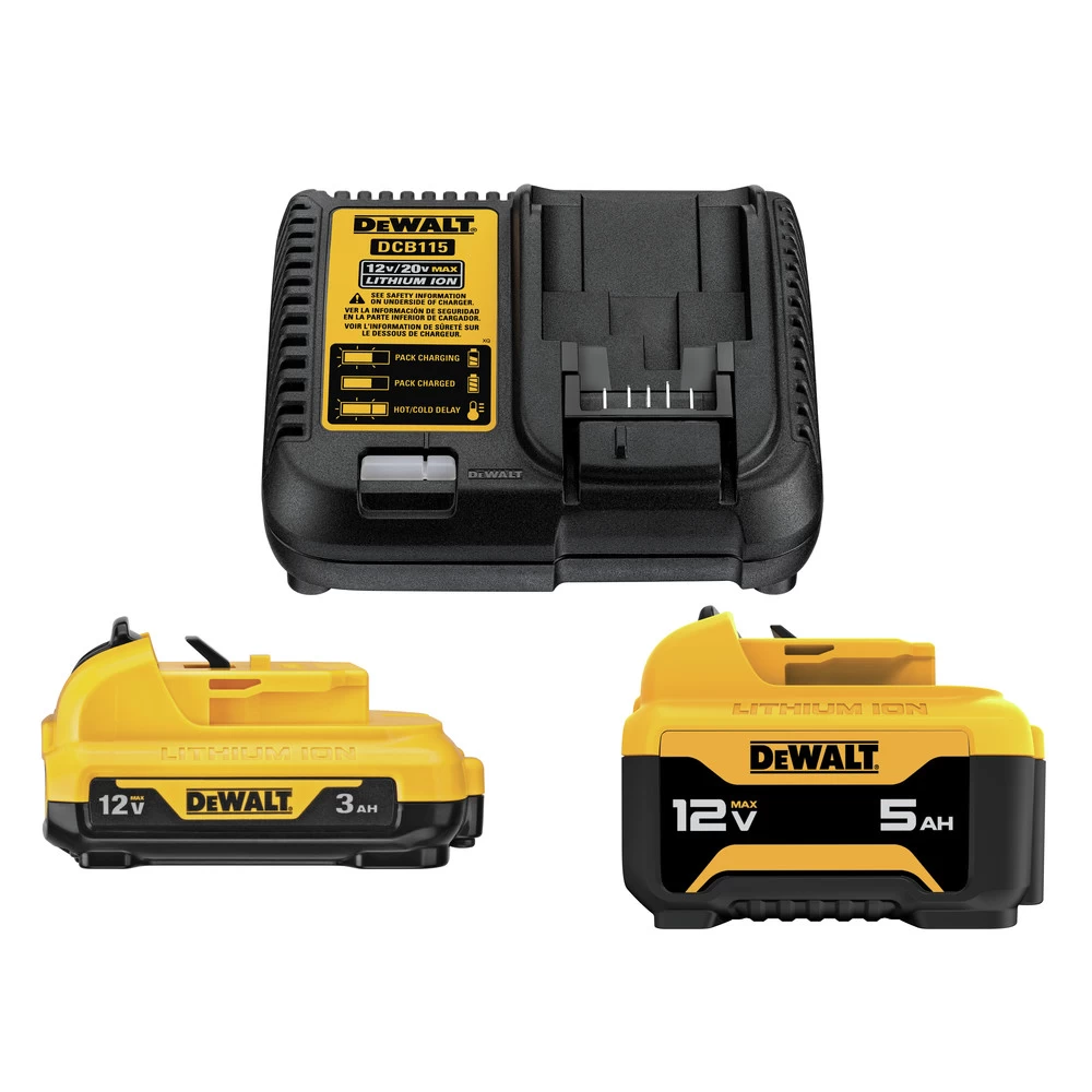 Dewalt 2-Piece 12V 3 Ah / 5 Ah Lithium-Ion Batteries And Charger Starter Kit - DCB135C 3 Dewalt 2-Piece 12V 3 Ah / 5 Ah Lithium-Ion Batteries And Charger Starter Kit - DCB135C