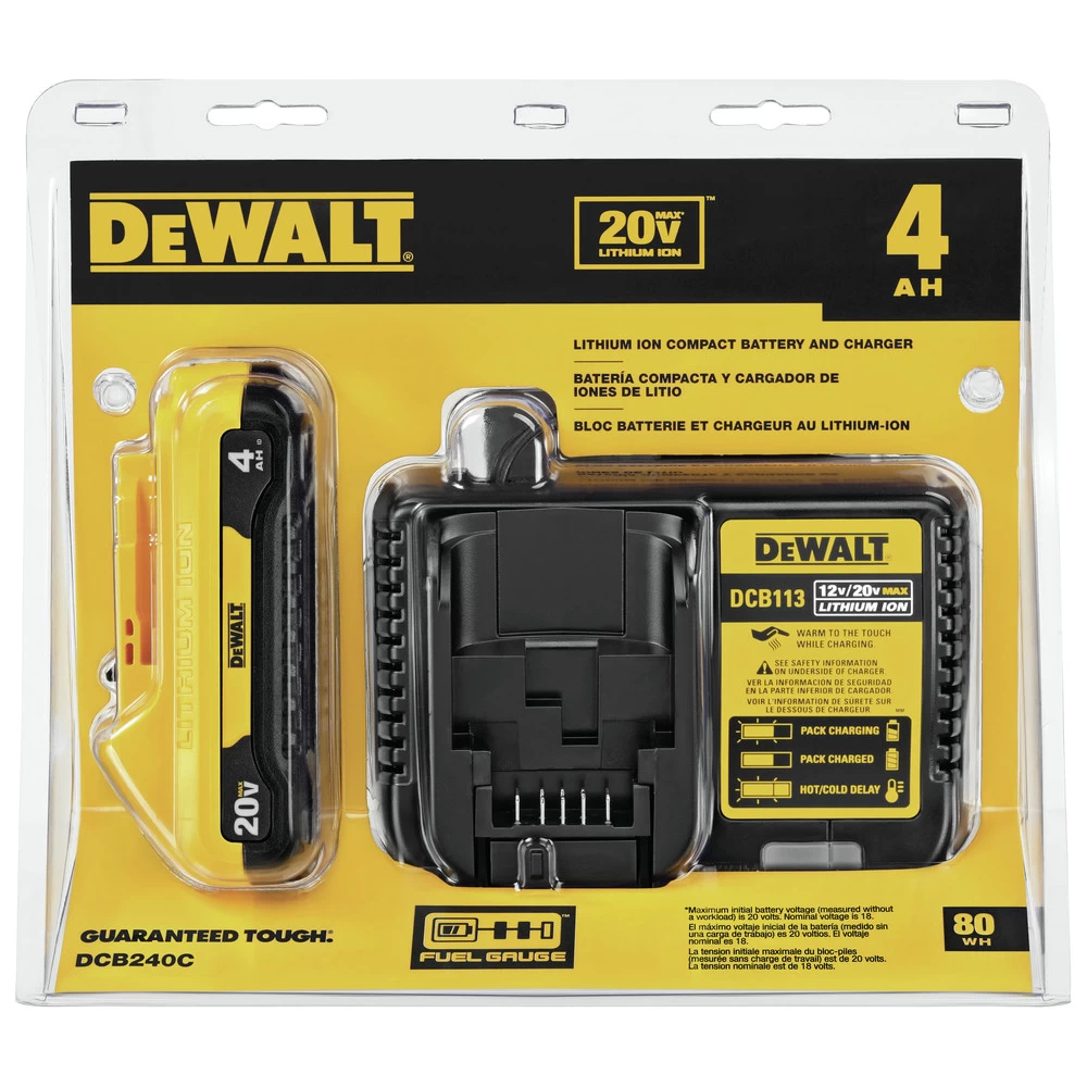 Dewalt 20V MAX 4 Ah Compact Lithium-Ion Battery And Charger Starter Kit - DCB240C 4 Dewalt 20V MAX 4 Ah Compact Lithium-Ion Battery And Charger Starter Kit - DCB240C - Image 2