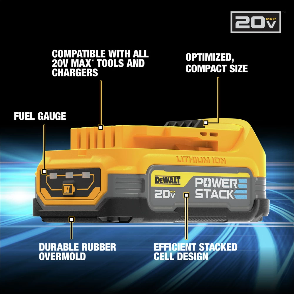 Dewalt 20V MAX POWERSTACK Compact Lithium-Ion Battery And Charger Starter Kit (1.7 Ah) - DCBP034C 9 Dewalt 20V MAX POWERSTACK Compact Lithium-Ion Battery And Charger Starter Kit (1.7 Ah) - DCBP034C - Image 7