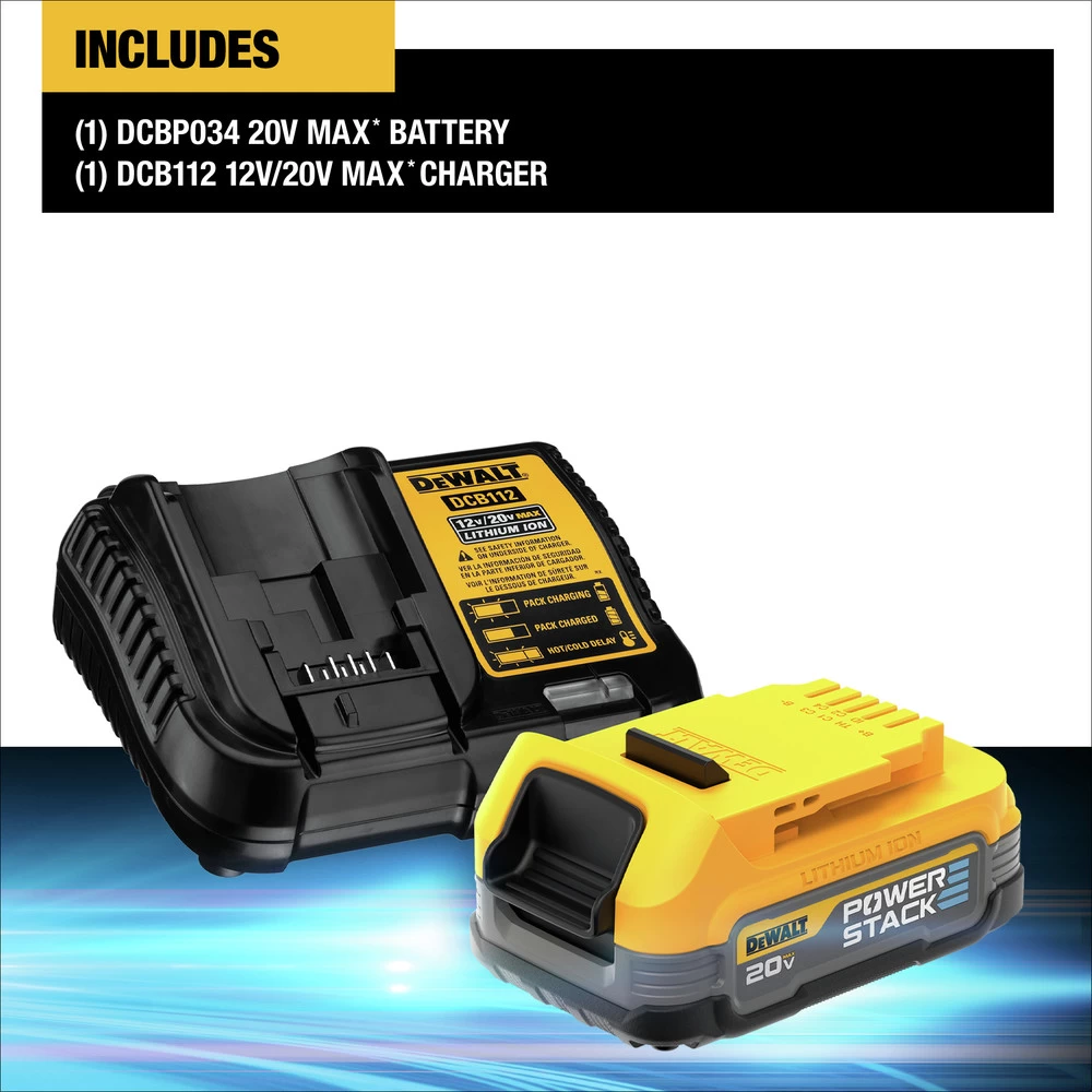 Dewalt 20V MAX POWERSTACK Compact Lithium-Ion Battery And Charger Starter Kit (1.7 Ah) - DCBP034C 10 Dewalt 20V MAX POWERSTACK Compact Lithium-Ion Battery And Charger Starter Kit (1.7 Ah) - DCBP034C - Image 8