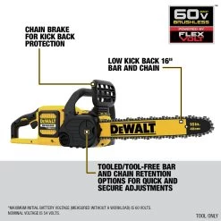Dewalt 60V MAX Brushless 16 In. Chainsaw (Tool Only) - DCCS670B -PowerPro Tools dewndccs670b j