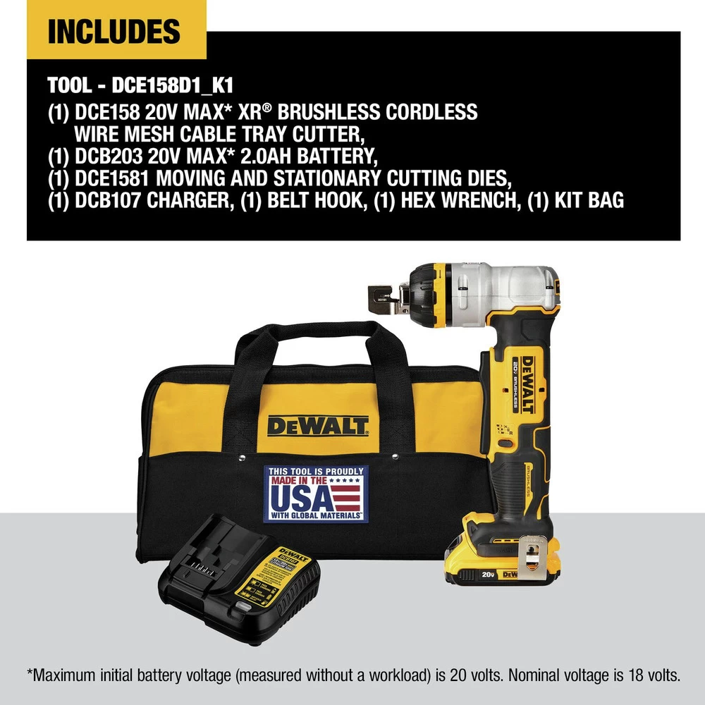 Dewalt 20V MAX XR Brushless Lithium-Ion Cordless Wire Mesh Cable Tray Cutter Kit (2 Ah) - DCE158D1 4 Dewalt 20V MAX XR Brushless Lithium-Ion Cordless Wire Mesh Cable Tray Cutter Kit (2 Ah) - DCE158D1 - Image 2