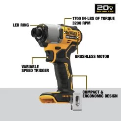 Dewalt 20V MAX Brushless Lithium-Ion 1/4 In. Cordless Impact Driver (Tool Only) - DCF840B -PowerPro Tools dewndcf840b i