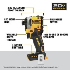Dewalt DCF850B ATOMIC 20V MAX Brushless Lithium-Ion 1/4 In. Cordless 3-Speed Impact Driver (Tool Only) 17 Dewalt DCF850B ATOMIC 20V MAX Brushless Lithium-Ion 1/4 In. Cordless 3-Speed Impact Driver (Tool Only) -PowerPro Tools dewndcf850b f