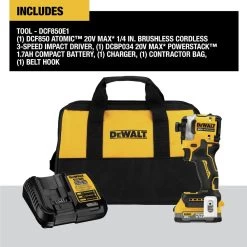 Dewalt 20V MAX ATOMIC Brushless Lithium-Ion Cordless 1/4 In. Impact Driver Kit (1.7 Ah) - DCF850E1 -PowerPro Tools dewndcf850e1 a