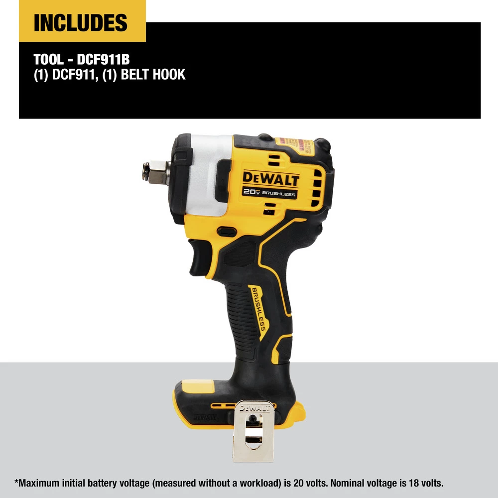 Dewalt 20V MAX Brushless Lithium-Ion 1/2 In. Cordless Impact Wrench With Hog Ring Anvil (Tool Only) - DCF911B 4 Dewalt 20V MAX Brushless Lithium-Ion 1/2 In. Cordless Impact Wrench With Hog Ring Anvil (Tool Only) - DCF911B - Image 2