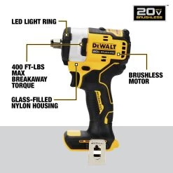 Dewalt 20V MAX Brushless Lithium-Ion 1/2 In. Cordless Impact Wrench With Hog Ring Anvil (Tool Only) - DCF911B 15 Dewalt 20V MAX Brushless Lithium-Ion 1/2 In. Cordless Impact Wrench With Hog Ring Anvil (Tool Only) - DCF911B -PowerPro Tools dewndcf911b g
