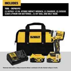 Dewalt DCF921P2 ATOMIC 20V MAX Brushless Lithium-Ion 1/2 In. Cordless Impact Wrench With Hog Ring Anvil Kit With 2 Batteries (5 Ah) -PowerPro Tools dewndcf921p2 i
