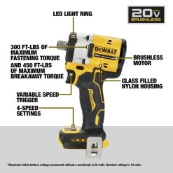 Dewalt ATOMIC 20V MAX Brushless Lithium-Ion 1/2 In. Cordless Impact Wrench With Detent Pin Anvil (Tool Only) - DCF922B -PowerPro Tools dewndcf922b i