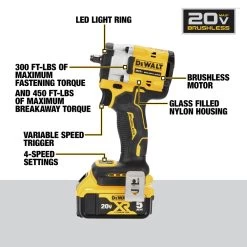 Dewalt DCF923P2 ATOMIC 20V MAX Brushless Lithium-Ion 3/8 In. Cordless Impact Wrench With Hog Ring Anvil Kit With 2 Batteries (5 Ah) -PowerPro Tools dewndcf923p2 j