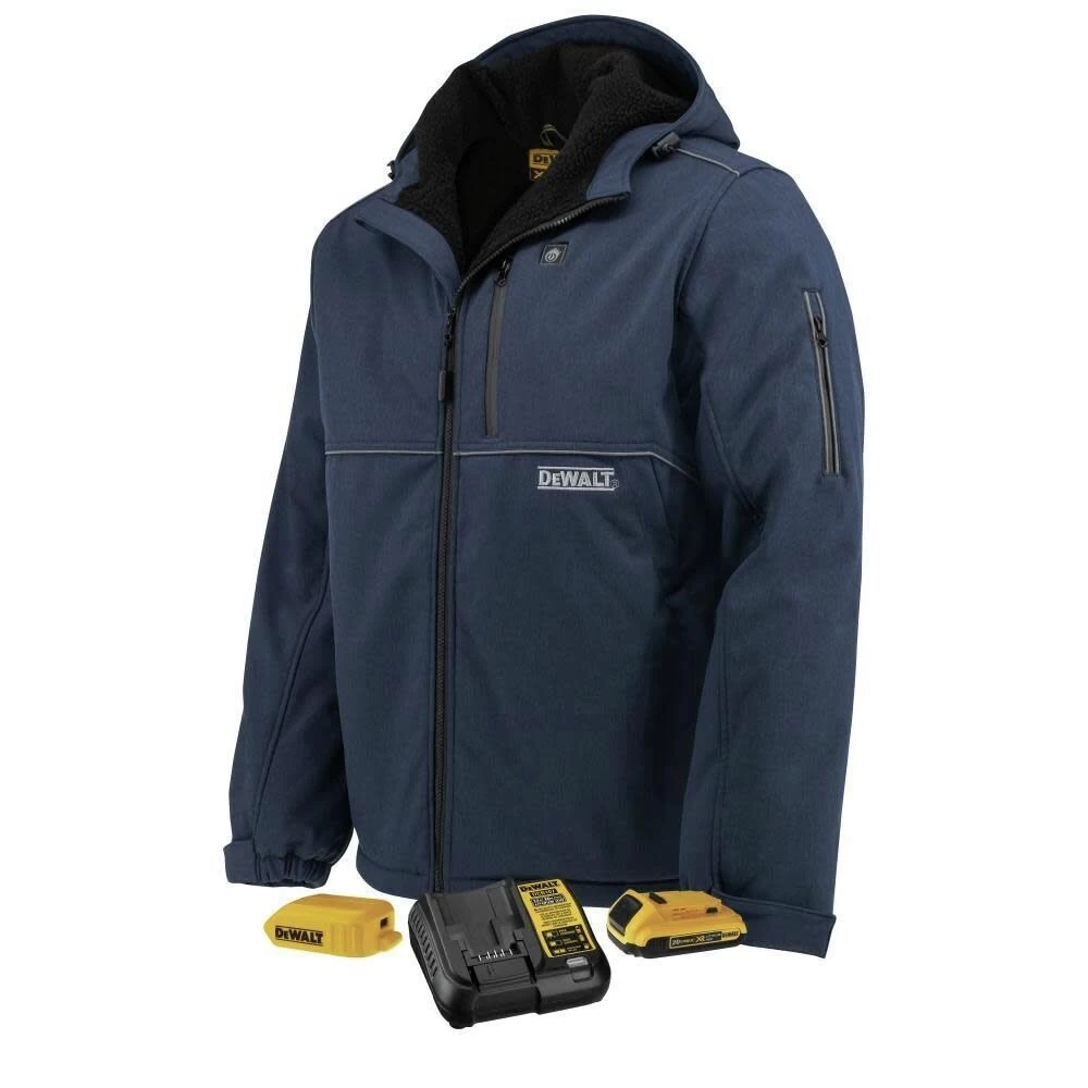 Dewalt Men's Heated Soft Shell Jacket With Sherpa Lining Kitted - Large, Navy - DCHJ101D1-L 3 Dewalt Men's Heated Soft Shell Jacket With Sherpa Lining Kitted - Large, Navy - DCHJ101D1-L