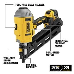 Dewalt 20V MAX XR Brushless Lithium-Ion Cordless 30 Degree Paper Collated Framing Nailer Kit (4 Ah) - DCN692M1 -PowerPro Tools dewndcn692m1 s