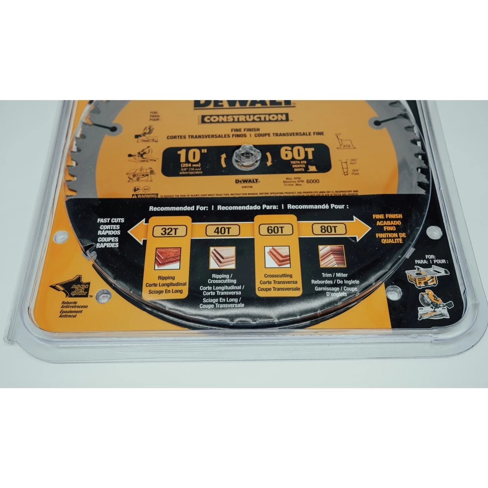 Dewalt 2 Pc 10 In. Series 20 Circular Saw Blade Combo Pack - DW3106P5 10 Dewalt 2 Pc 10 In. Series 20 Circular Saw Blade Combo Pack - DW3106P5 - Image 8