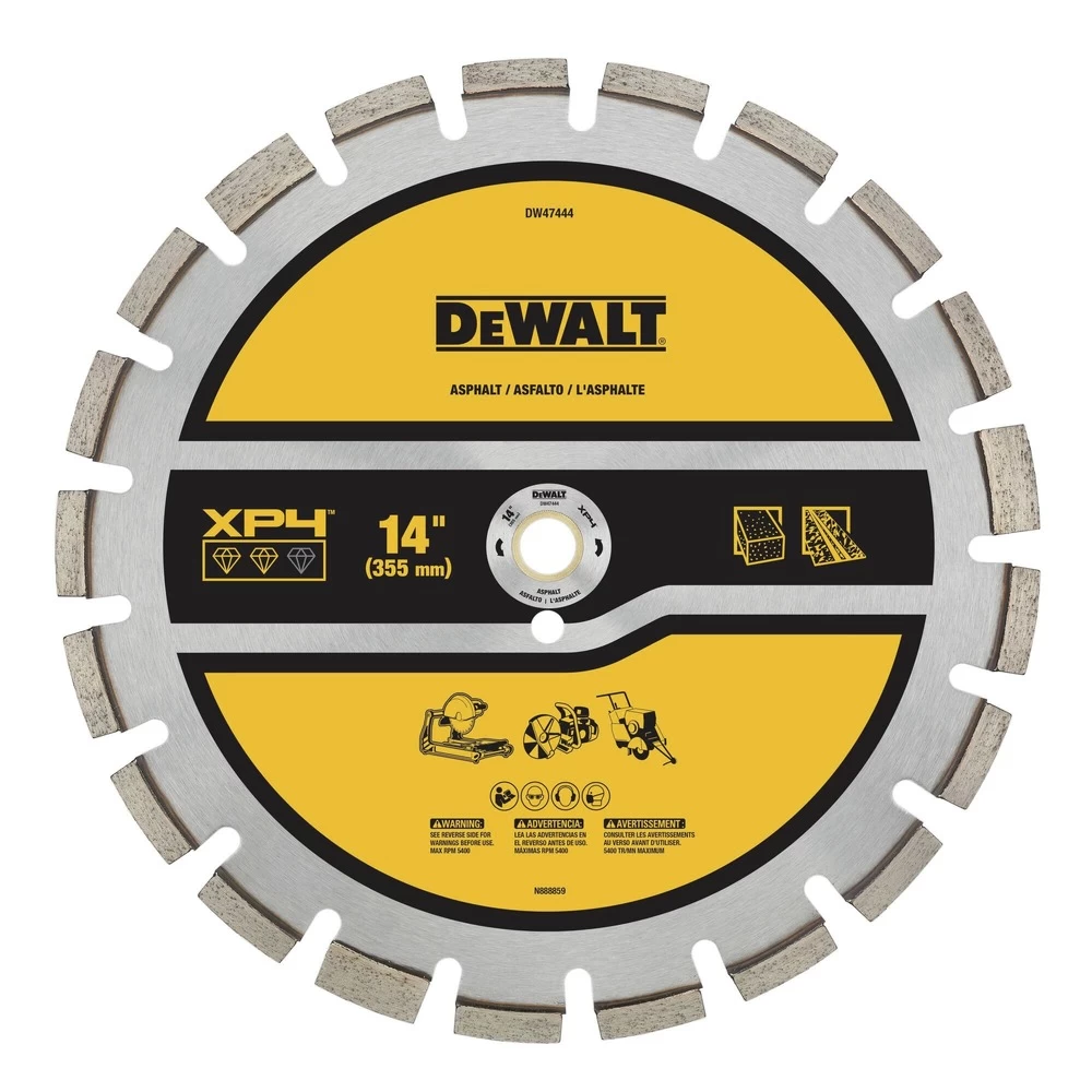 Dewalt 14 In. XP4 Asphalt Segmented Diamond Blade - DW47444 3 Dewalt 14 In. XP4 Asphalt Segmented Diamond Blade - DW47444