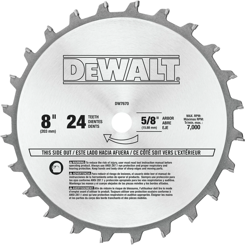 Dewalt 8 In. 24 Tooth Stacked Dado Set - DW7670 4 Dewalt 8 In. 24 Tooth Stacked Dado Set - DW7670 - Image 2