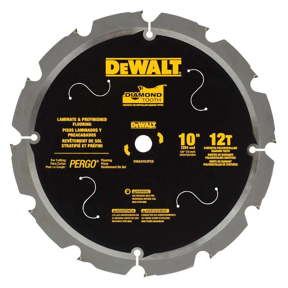 Dewalt 10 In. 12-Tooth PCD Tipped Laminate Cutting Blade - DWA31012PCD 3 Dewalt 10 In. 12-Tooth PCD Tipped Laminate Cutting Blade - DWA31012PCD