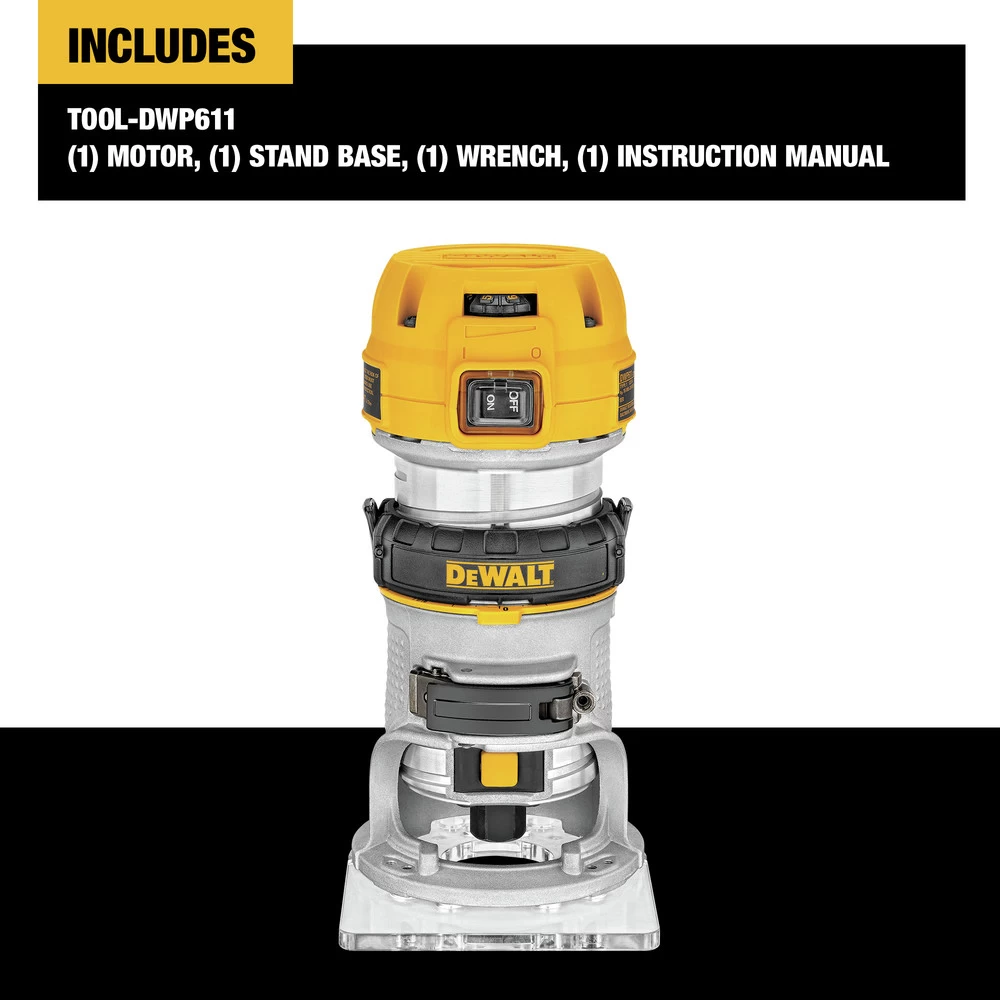 Dewalt 110V 7 Amp 1-1/4 HP Variable Speed Max Torque Corded Compact Router - DWP611 4 Dewalt 110V 7 Amp 1-1/4 HP Variable Speed Max Torque Corded Compact Router - DWP611 - Image 2