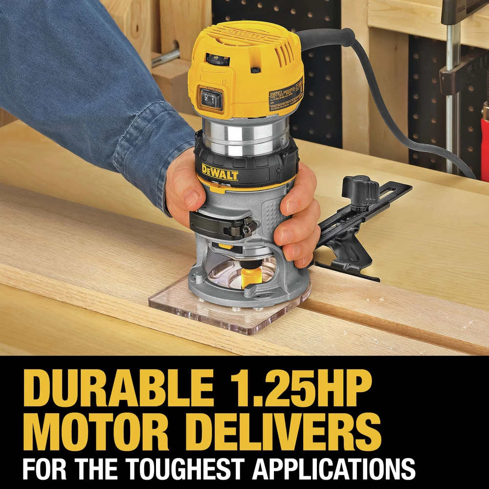 Dewalt 110V 7 Amp 1-1/4 HP Variable Speed Max Torque Corded Compact Router - DWP611 9 Dewalt 110V 7 Amp 1-1/4 HP Variable Speed Max Torque Corded Compact Router - DWP611 - Image 7