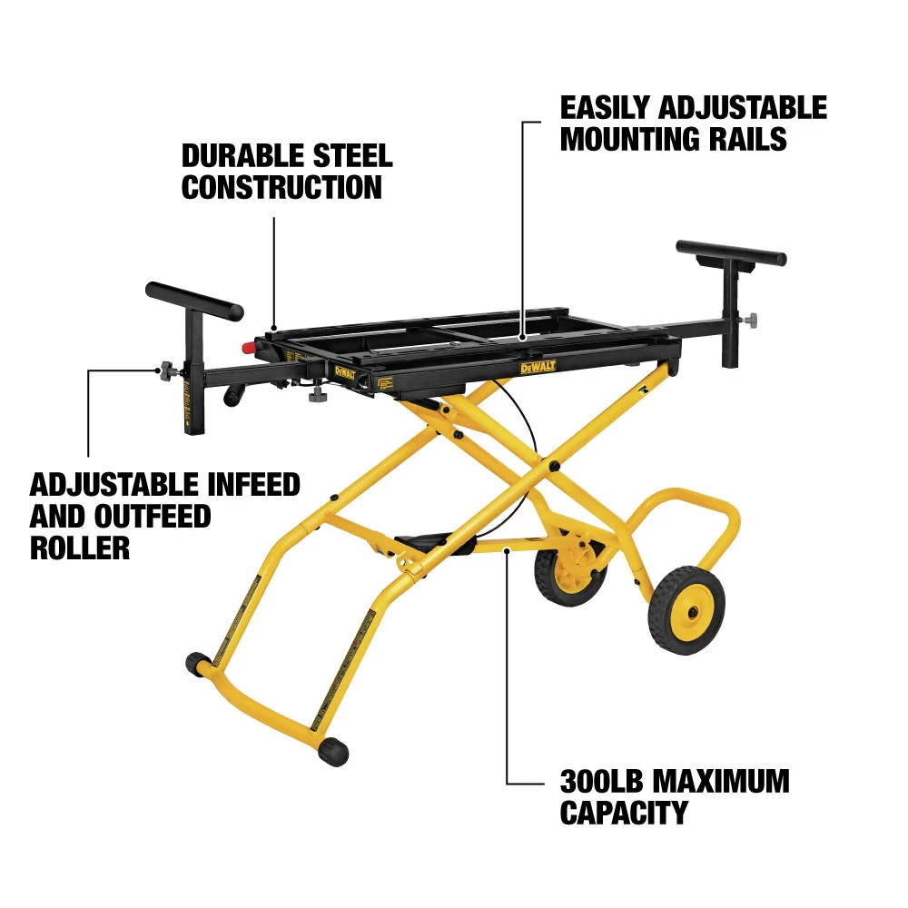 Dewalt DWX726 25 In. X 60 In. X 32.5 In. Heavy-Duty Rolling Miter Saw Stand - Yellow/Black 12 Dewalt DWX726 25 In. X 60 In. X 32.5 In. Heavy-Duty Rolling Miter Saw Stand - Yellow/Black - Image 10