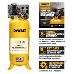Dewalt 3.7 HP 60 Gallon Single-Stage Stationary Vertical Air Compressor With Monitoring System - DXCM602A.COM 14 Dewalt 3.7 HP 60 Gallon Single-Stage Stationary Vertical Air Compressor With Monitoring System - DXCM602A.COM -PowerPro Tools dewndxcm602a.com b