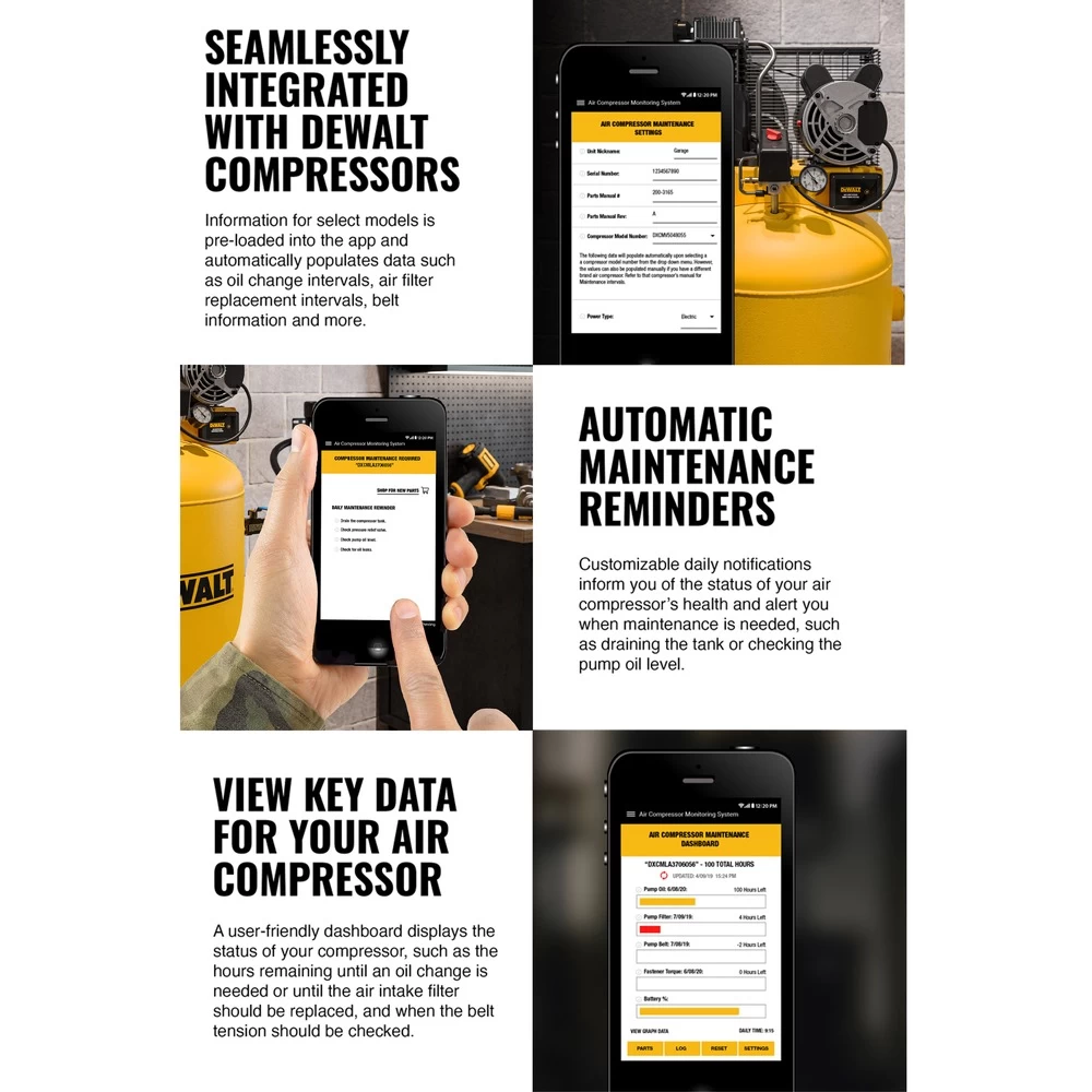 Dewalt 3.7 HP 60 Gallon Single-Stage Stationary Vertical Air Compressor With Monitoring System - DXCM602A.COM 6 Dewalt 3.7 HP 60 Gallon Single-Stage Stationary Vertical Air Compressor With Monitoring System - DXCM602A.COM - Image 4