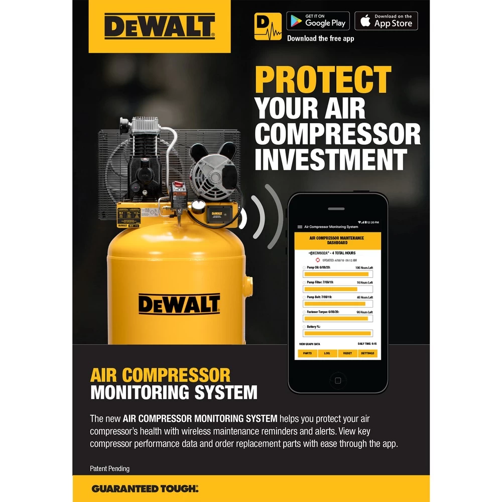 Dewalt 3.7 HP 60 Gallon Single-Stage Stationary Vertical Air Compressor With Monitoring System - DXCM602A.COM 9 Dewalt 3.7 HP 60 Gallon Single-Stage Stationary Vertical Air Compressor With Monitoring System - DXCM602A.COM - Image 7
