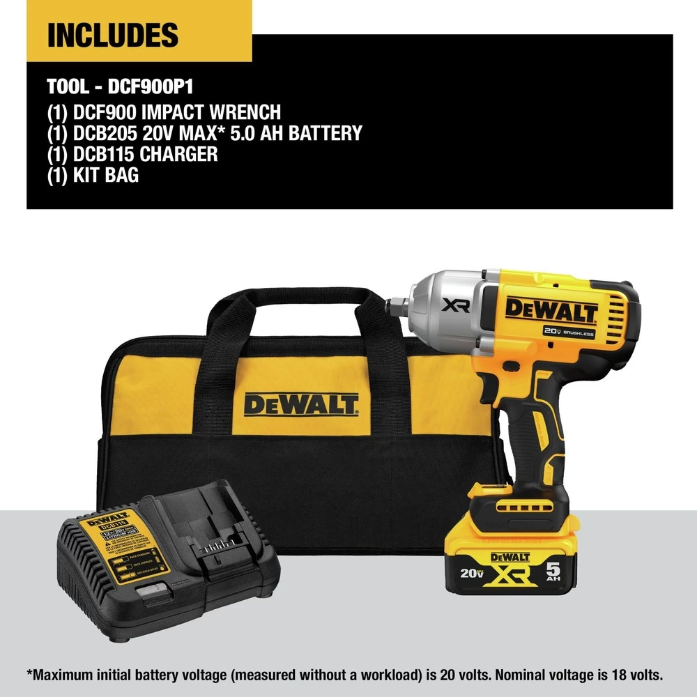 Factory Reconditioned Dewalt 20V MAX XR Brushless Lithium-Ion 1/2 In. Cordless High Torque Impact Wrench Kit With Hog Ring Anvil (5 Ah) - DCF900P1R 4 Factory Reconditioned Dewalt 20V MAX XR Brushless Lithium-Ion 1/2 In. Cordless High Torque Impact Wrench Kit With Hog Ring Anvil (5 Ah) - DCF900P1R - Image 2