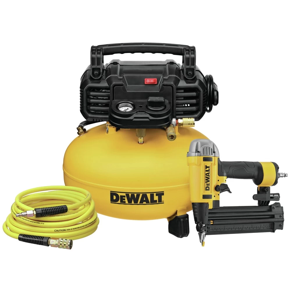 Factory Reconditioned Dewalt 18 Gauge Brad Nailer And 6 Gallon Oil-Free Pancake Air Compressor Combo Kit - DWFP1KITR 3 Factory Reconditioned Dewalt 18 Gauge Brad Nailer And 6 Gallon Oil-Free Pancake Air Compressor Combo Kit - DWFP1KITR